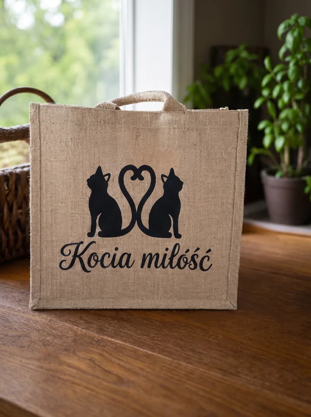 Torba jutowa „Kocia miłość"